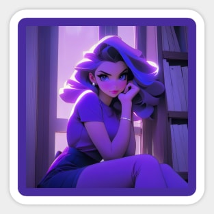 Gorgeous girl in purple aesthetic Sticker